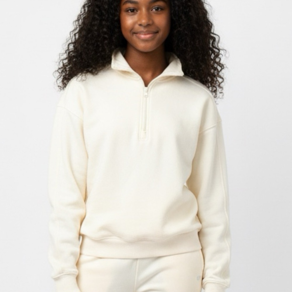 Fabletics Zip Up Cream Sweater